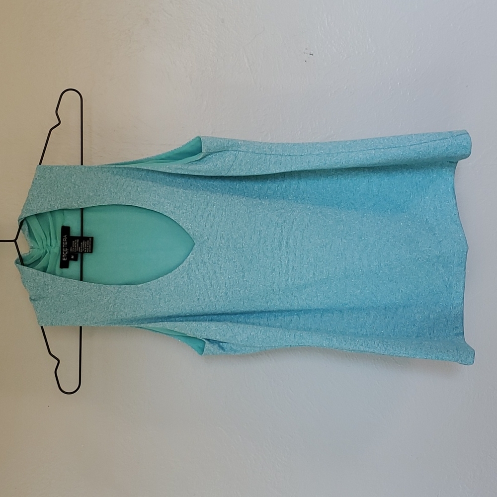Etcetera metallic blue top
